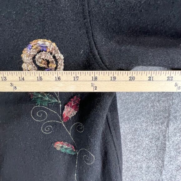 Parsley & Sage Sweater Jacket Womens S Black Multi Wool Patchwork Artful Cottage - Picture 9 of 16